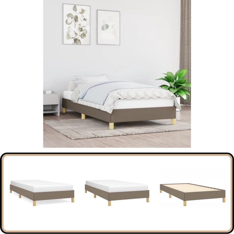 VidaXL Bedframe 90x200 cm Stof Taupe Slaapkamerinrichting Bed Frame Tweepersoonsbed Stoffen Bedframe Bedbodems