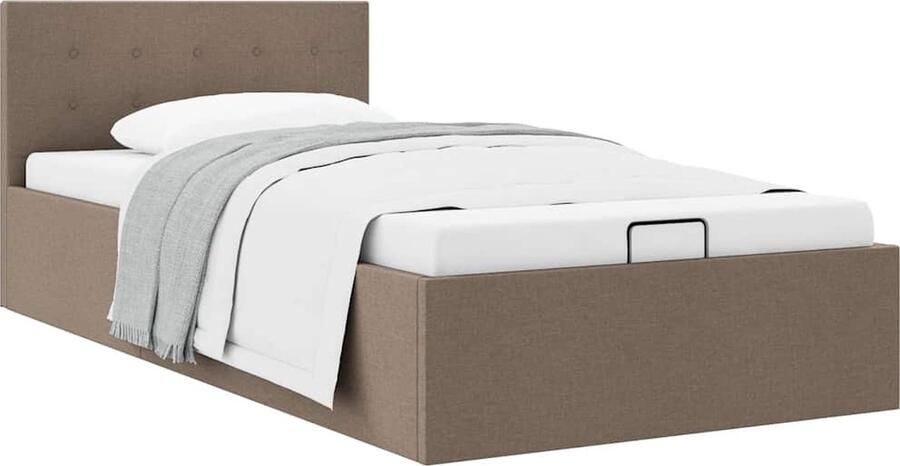 VidaXL Bedframe 90x200 cm Taupe Hydraulische Opbergruimte Hydraulisch Bed Stof Bed Tweepersoons Bed Boxspring Bed Opbergbed Bed Met Lade - Foto 2