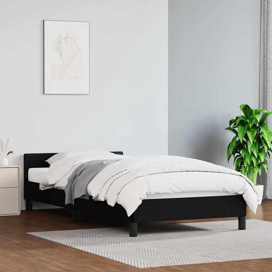 VidaXL Bedframe 90x200 cm Zwart Kunstleer Bed Frame Boxspring Tweepersoonsbed King Size Bed Design Bed Houten Bed Metal Bed Zwarte Bed Minimalistisch Bed Industrieel Bed Vintage Bed - Foto 2