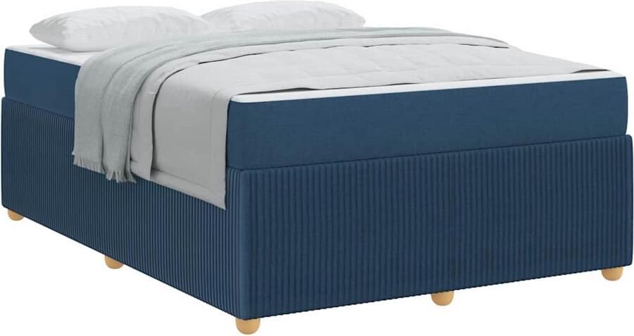 VidaXL Bedframe met matras met matras Blauw 140 x 200 cm Stof