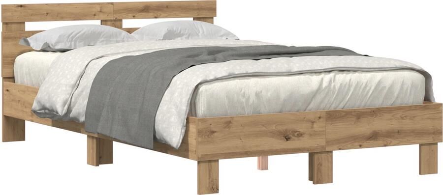 VidaXL Houten Bedframe Ambachtelijk eiken Massief eikenhout 120 x 200 cm - Foto 2