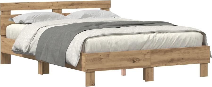VidaXL Bedframe artisanaal eikenkleurig 150 x 200 cm Bewerkt hout - Foto 2