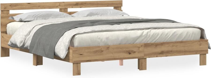VidaXL Houten Bedframe Ambachtelijk Eiken Massief Eikenhout 200 x 200 cm