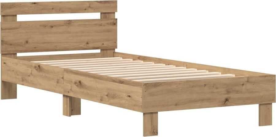 VidaXL Bedbodem met LED-verlichting Artisan Eiken 75x190 cm Engineered Hout - Foto 3