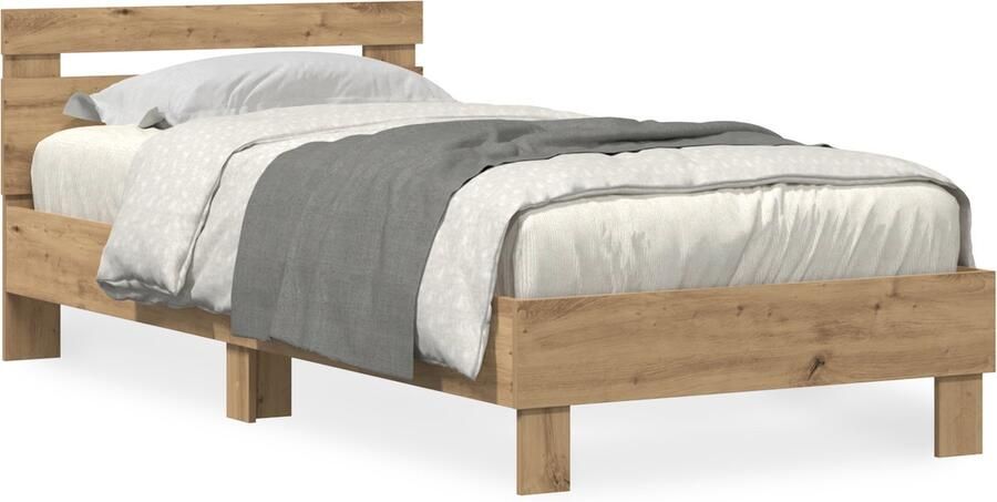 VidaXL Bed Frame met LED-verlichting Artisan Eikenhout 90x190 cm Kunststof