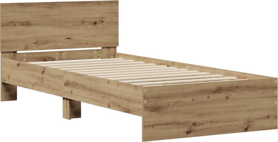 VidaXL Bed Frame zonder Matras met Hoofdeinde Artisan Eiken 75x190 cm