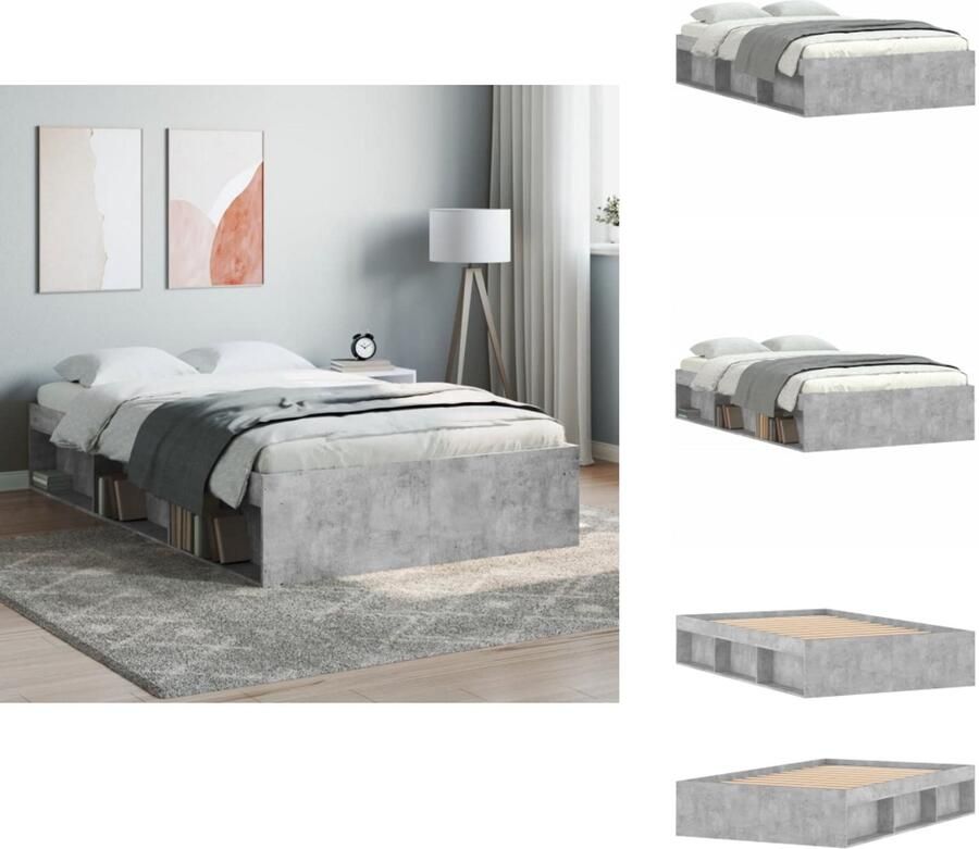 VidaXL Bedframe Bed Bedbodem Bedframe betongrijs 120x190 cm