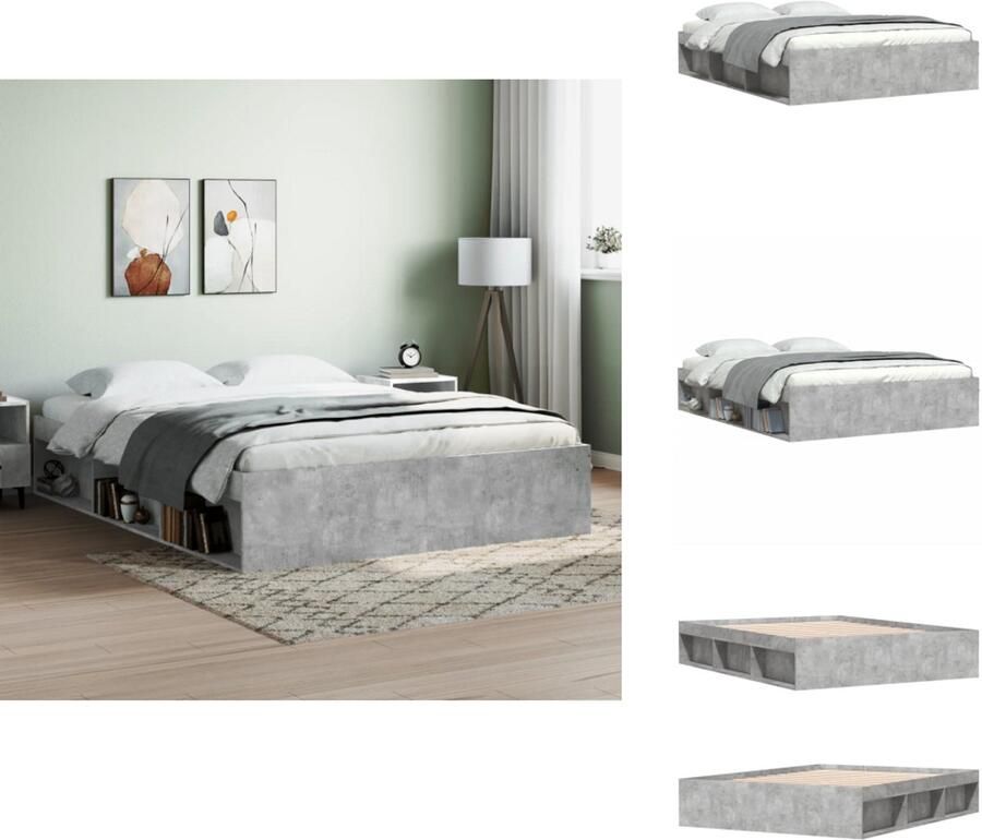 VidaXL Bedframe Bed Bedbodem Bedframe betongrijs 150x200 cm King Size