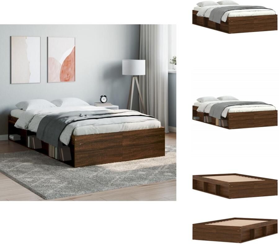 VidaXL Bedframe Bed Bedbodem Bedframe bruin eikenkleur 120x200 cm