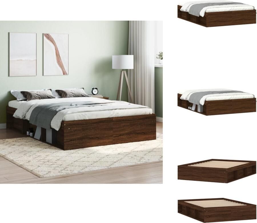 VidaXL Bedframe Bed Bedbodem Bedframe bruin eikenkleur 135x190 cm Double
