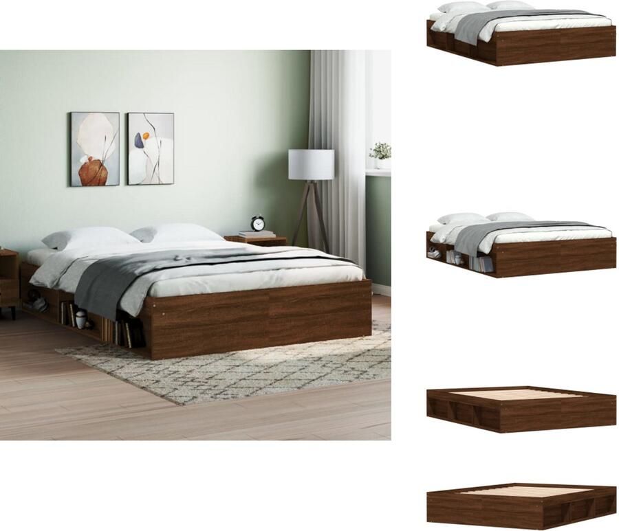 VidaXL Bedframe Bed Bedbodem Bedframe bruin eikenkleur 150x200 cm King Size