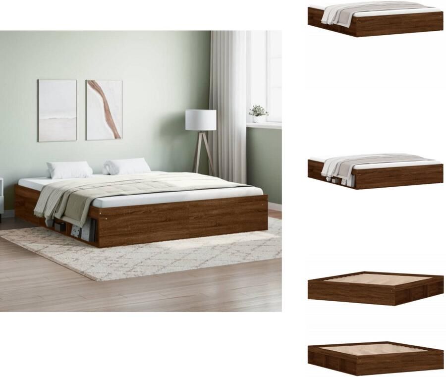 VidaXL Bedframe Bed Bedbodem Bedframe bruin eikenkleur 180x200 cm Super King Size