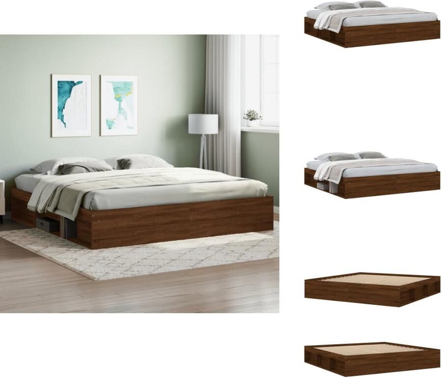 VidaXL Bedframe Bed Bedbodem Bedframe bruin eikenkleur 200x200 cm