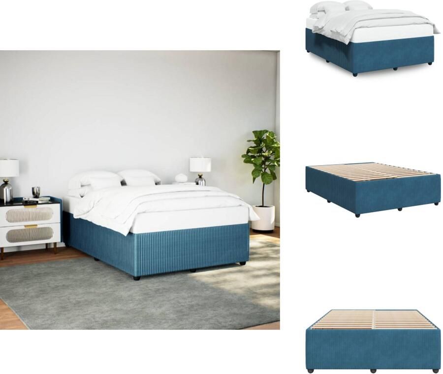 VidaXL Bedframe Bed Bedbodem Bedframe fluweel blauw 140x190 cm