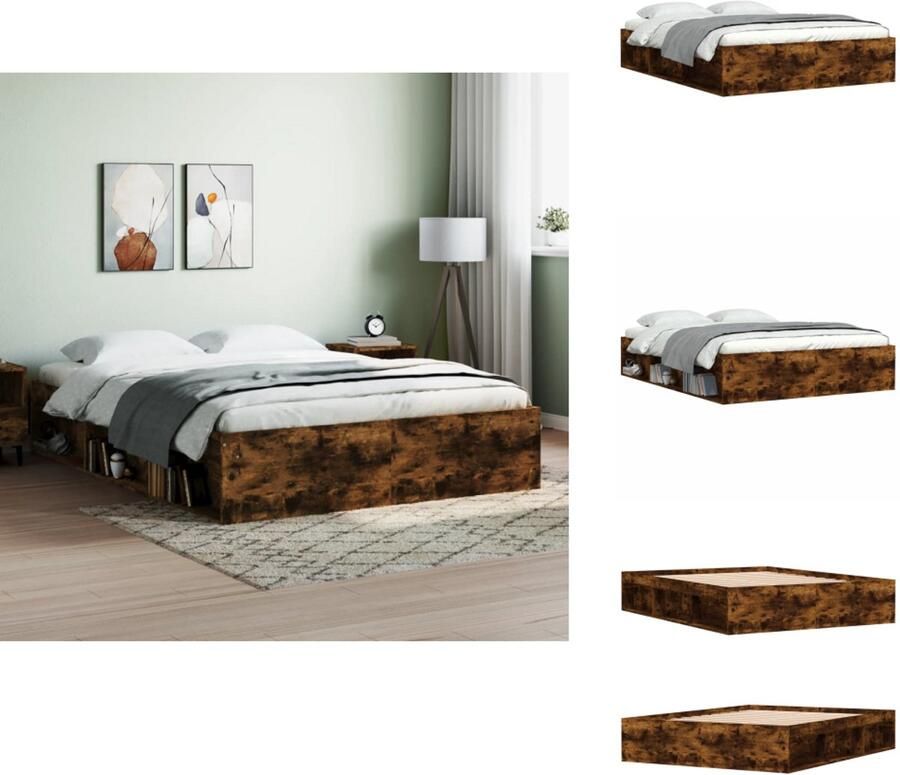VidaXL Bedframe Bed Bedbodem Bedframe gerookt eikenkleurig 150x200 cm King Size