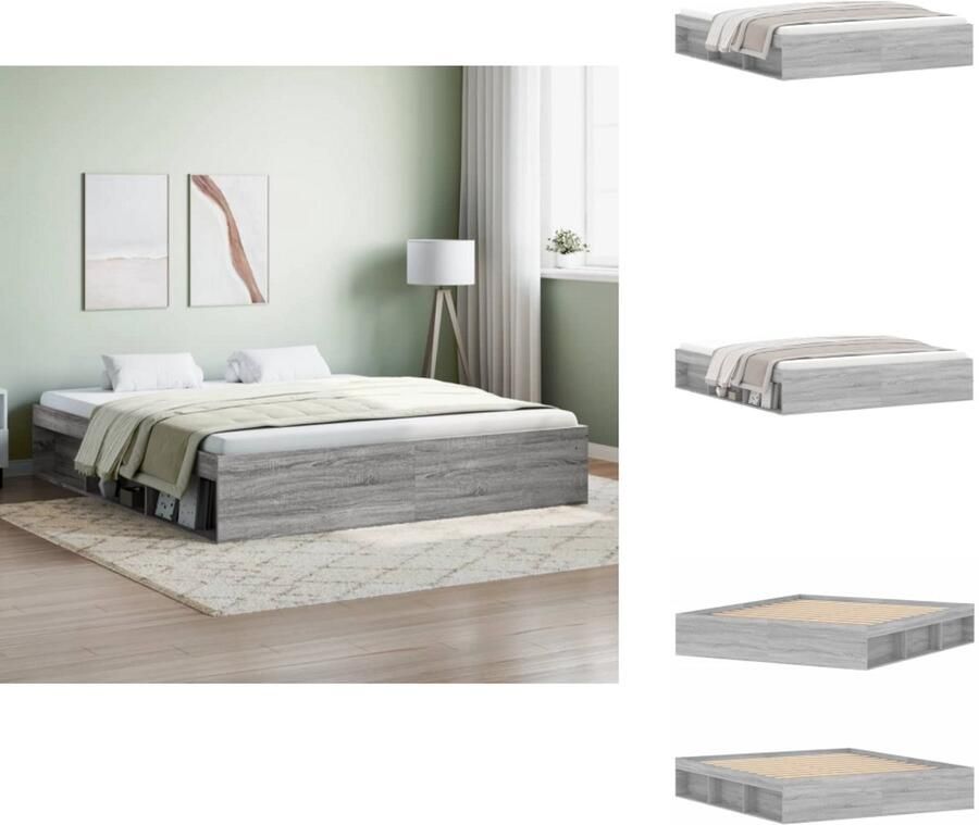 VidaXL Bedframe Bed Bedbodem Bedframe grijs sonoma eikenkleurig 180x200 cm Super King Size