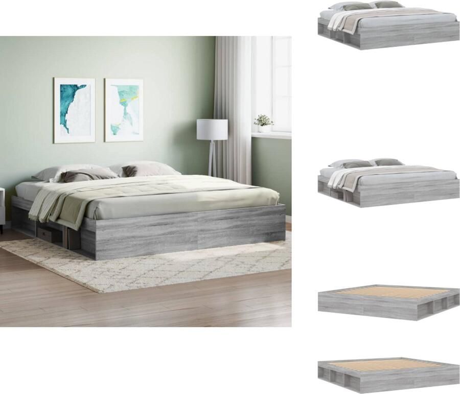 VidaXL Bedframe Bed Bedbodem Bedframe grijs sonoma eikenkleurig 200x200 cm