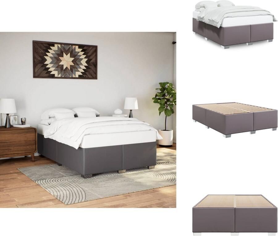 VidaXL Bedframe Bed Bedbodem Bedframe kunstleer grijs 140x200 cm