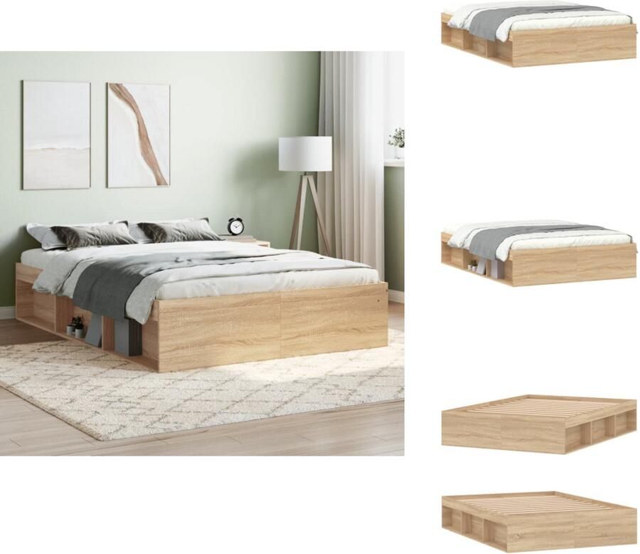 VidaXL Bedframe Bed Bedbodem Bedframe sonoma eikenkleurig 135x190 cm Double