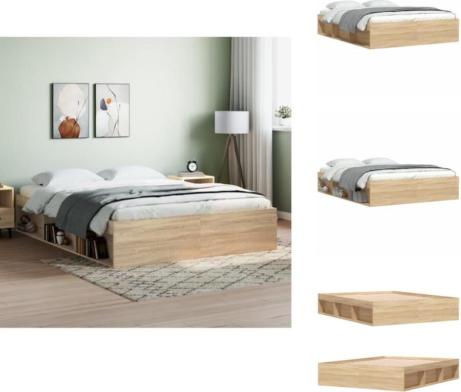 VidaXL Bedframe Bed Bedbodem Bedframe sonoma eikenkleurig 150x200 cm King Size