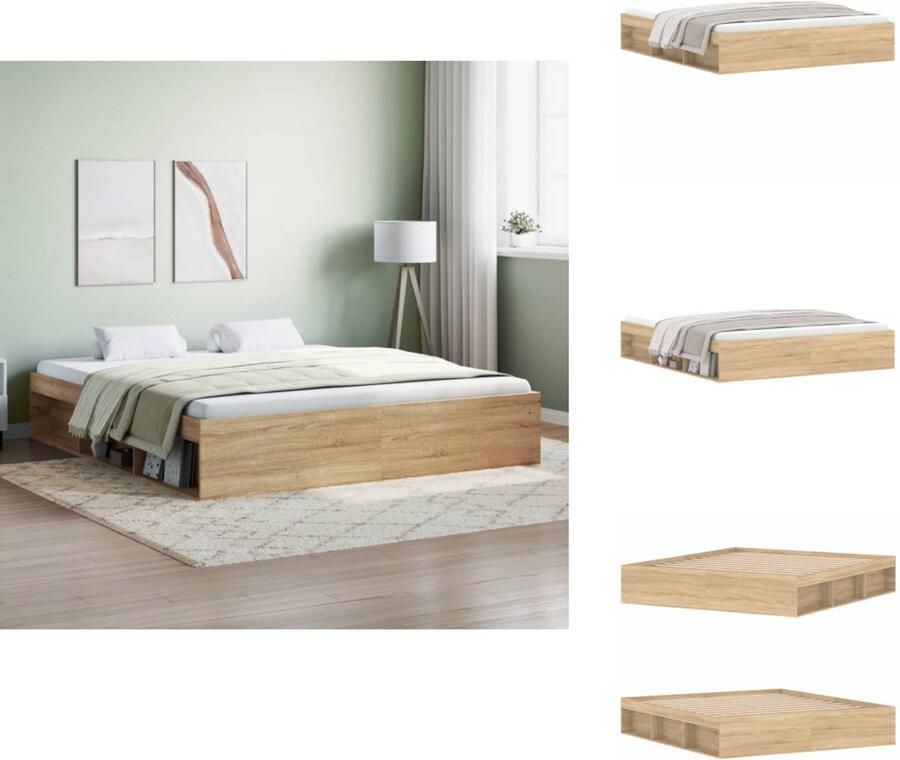 VidaXL Bedframe Bed Bedbodem Bedframe sonoma eikenkleurig 180x200 cm Super King Size