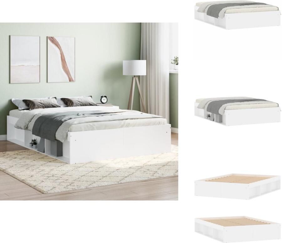 VidaXL Bedframe Bed Bedbodem Bedframe wit 135x190 cm Double