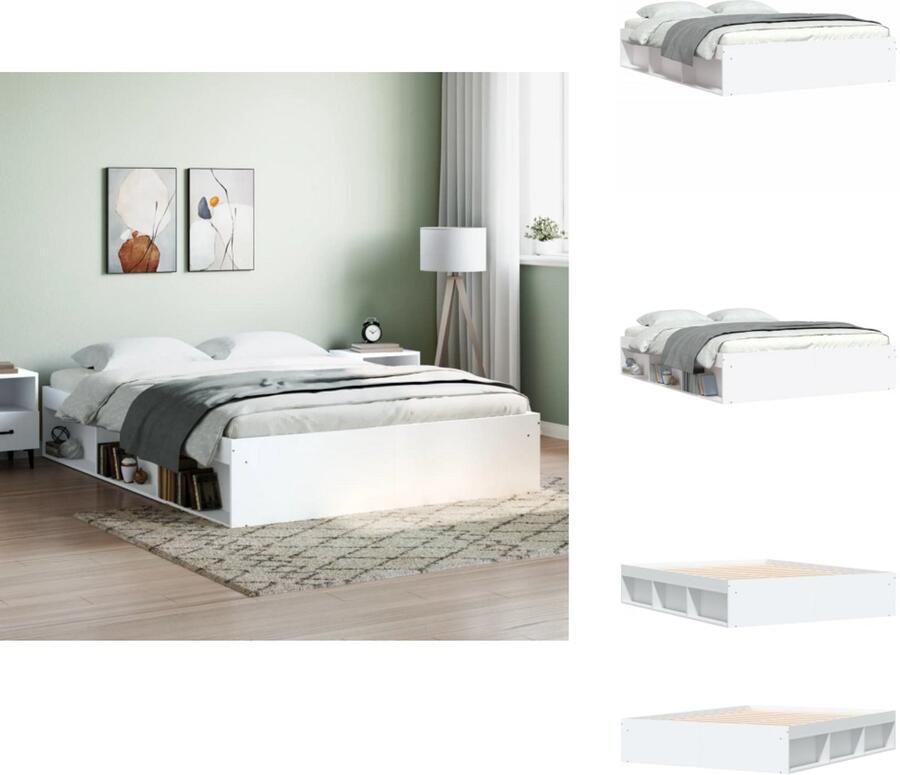 VidaXL Bedframe Bed Bedbodem Bedframe wit 140x190 cm
