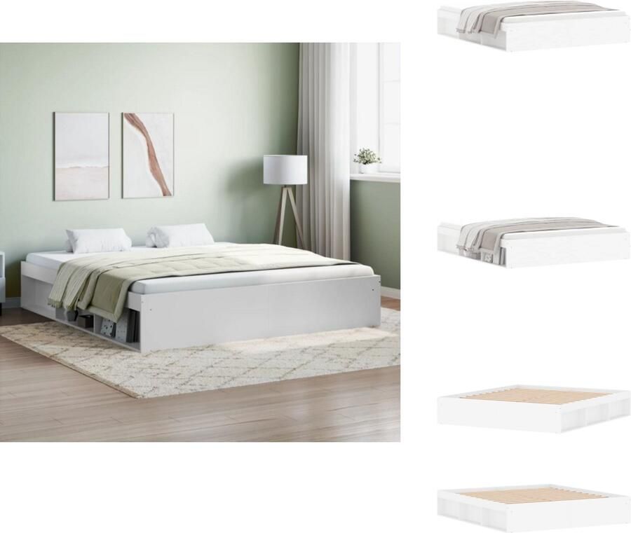 VidaXL Bedframe Bed Bedbodem Bedframe wit 180x200 cm Super King Size