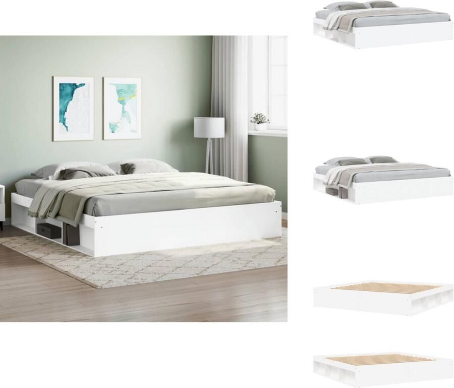 VidaXL Bedframe Bed Bedbodem Bedframe wit 200x200 cm