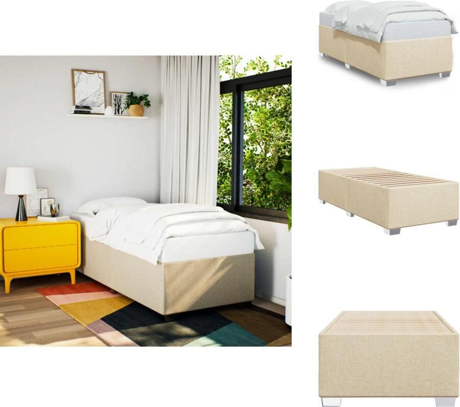 VidaXL Bedframe Bed Bedbodem Bedframe zonder matras 100x200 cm stof crèmekleurig