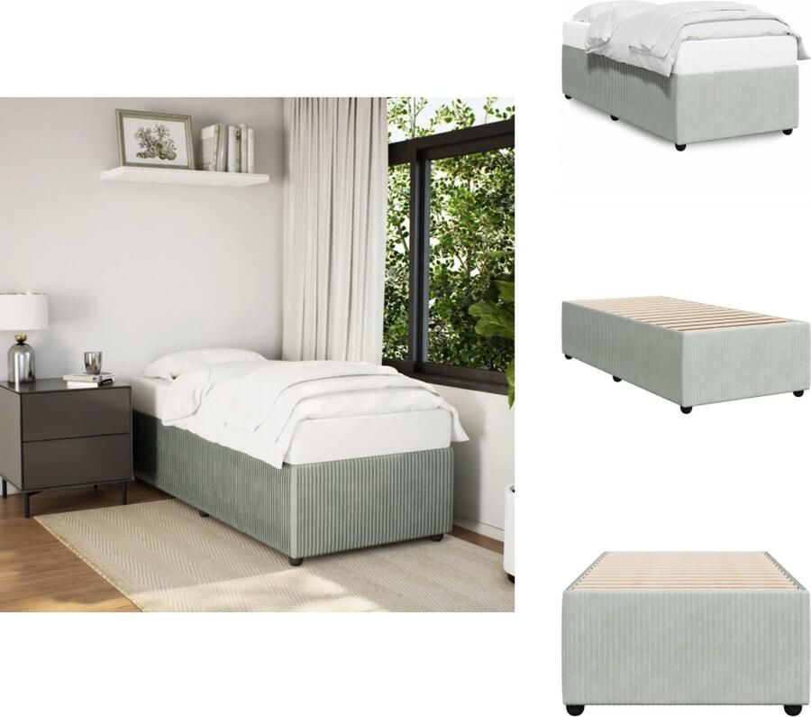 VidaXL Bedframe Bed Bedbodem Bedframe zonder matras 80x200 cm fluweel lichtgrijs