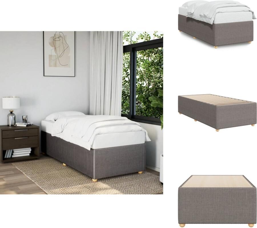 VidaXL Bedframe Bed Bedbodem Bedframe zonder matras 80x200 cm stof taupe
