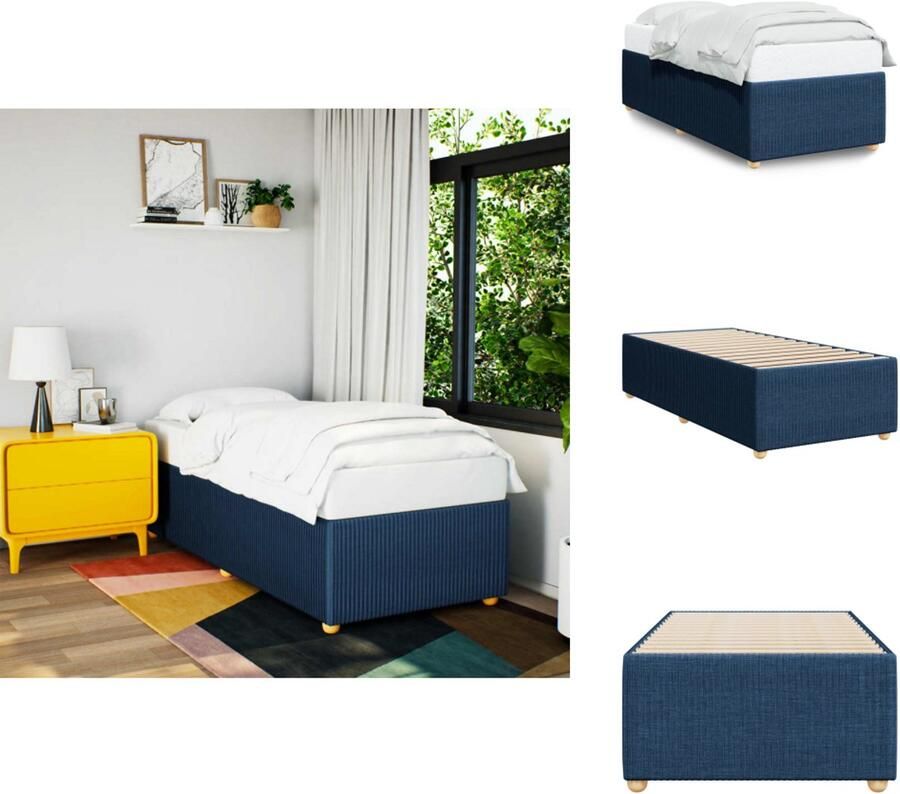 VidaXL Bedframe Bed Bedbodem Bedframe zonder matras 90x190 cm stof blauw