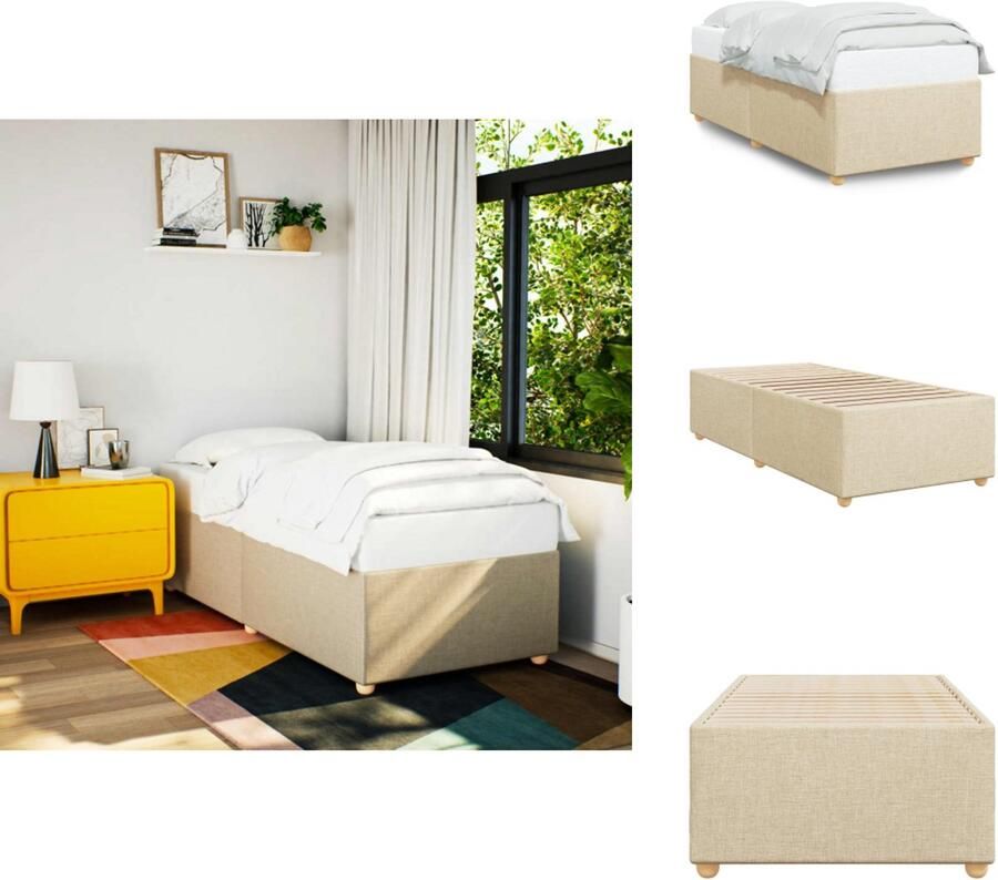 VidaXL Bedframe Bed Bedbodem Bedframe zonder matras 90x190 cm stof crèmekleurig
