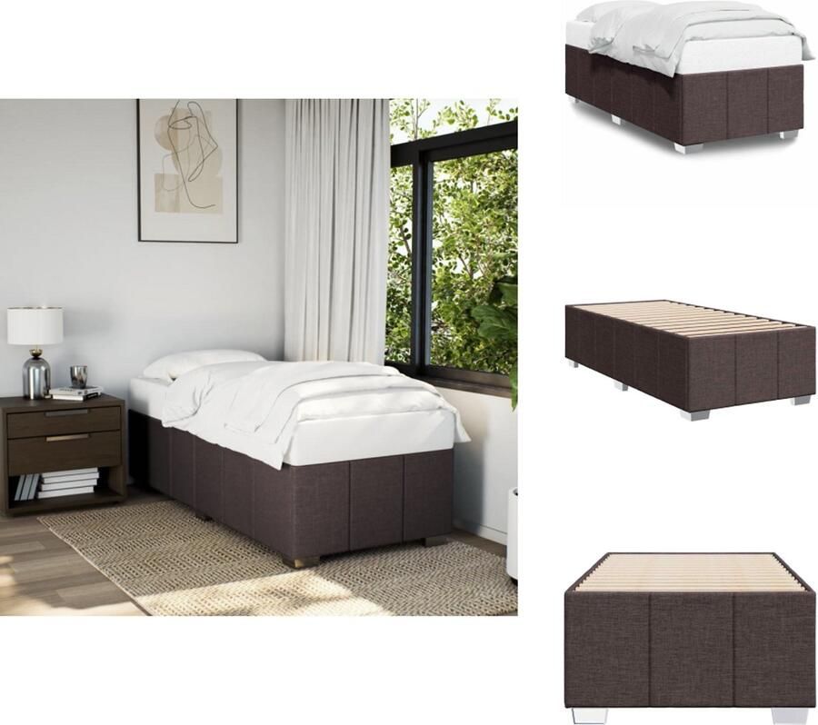 VidaXL Bedframe Bed Bedbodem Bedframe zonder matras 90x200 cm stof donkerbruin