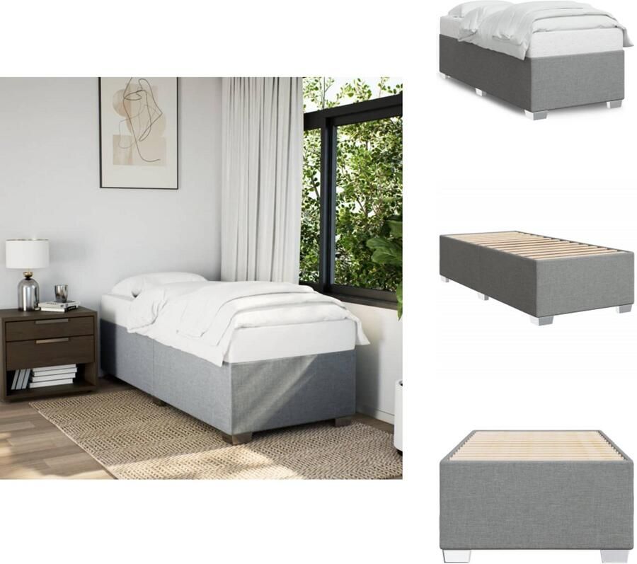 VidaXL Bedframe Bed Bedbodem Bedframe zonder matras 90x200 cm stof lichtgrijs