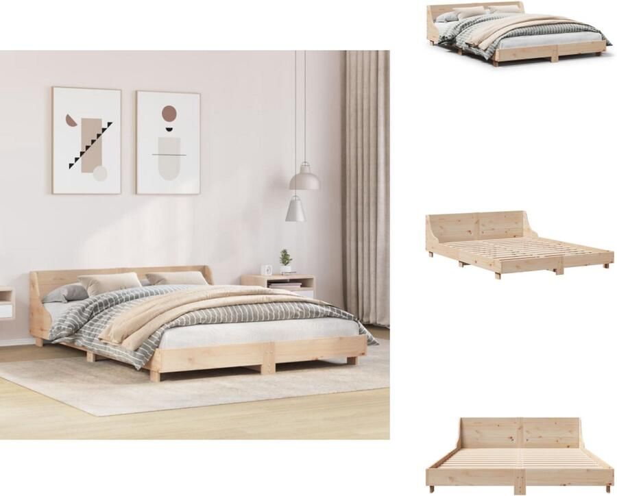 VidaXL Bedframe Bed Bedbodem Bedframe zonder matras massief grenenhout 135x190 cm
