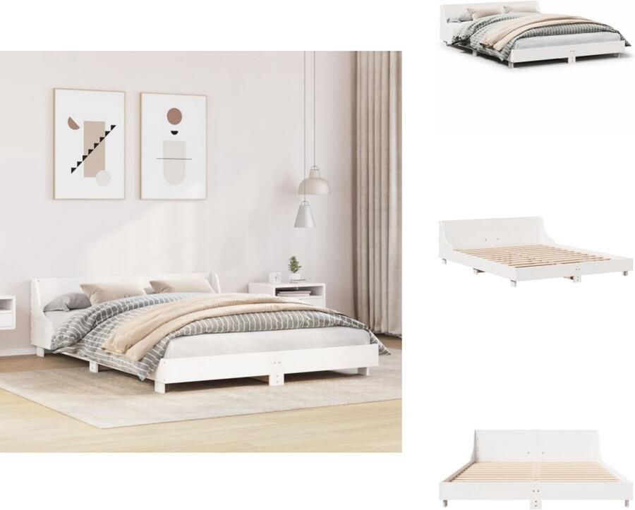 VidaXL Bedframe Bed Bedbodem Bedframe zonder matras massief grenenhout wit 140x200 cm