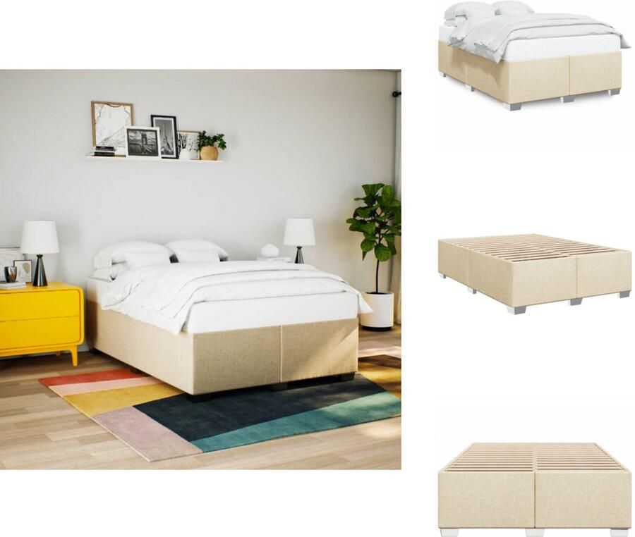 VidaXL Bedframe Bed Bedbodem Bedframe zonder matras stof crèmekleurig 140x190 cm