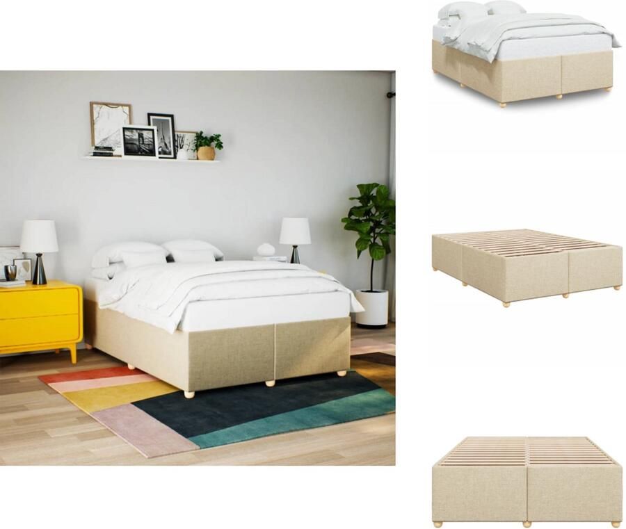 VidaXL Bedframe Bed Bedbodem Bedframe zonder matras stof crèmekleurig 140x200 cm