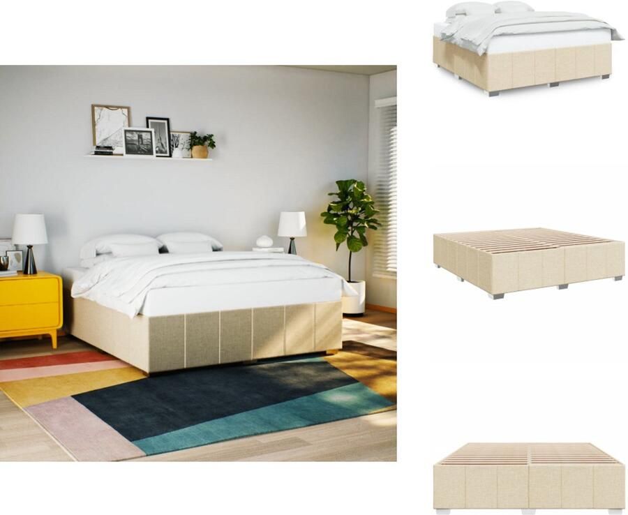 VidaXL Bedframe Bed Bedbodem Bedframe zonder matras stof crèmekleurig 180x200 cm