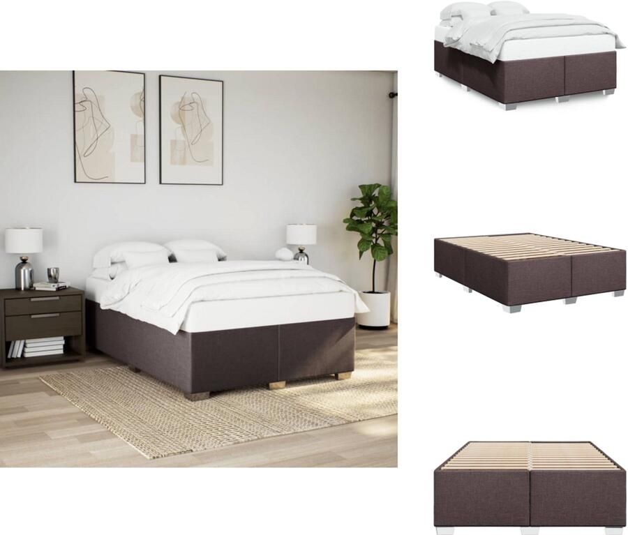 VidaXL Bedframe Bed Bedbodem Bedframe zonder matras stof donkerbruin 140x190 cm