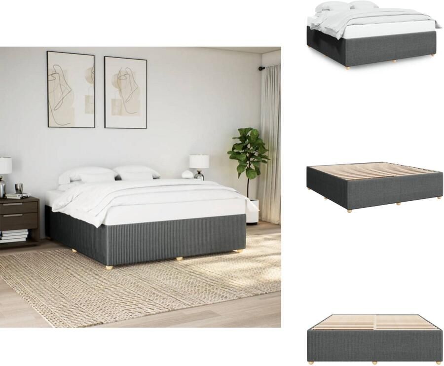 VidaXL Bedframe Bed Bedbodem Bedframe zonder matras stof donkergrijs 200x200 cm