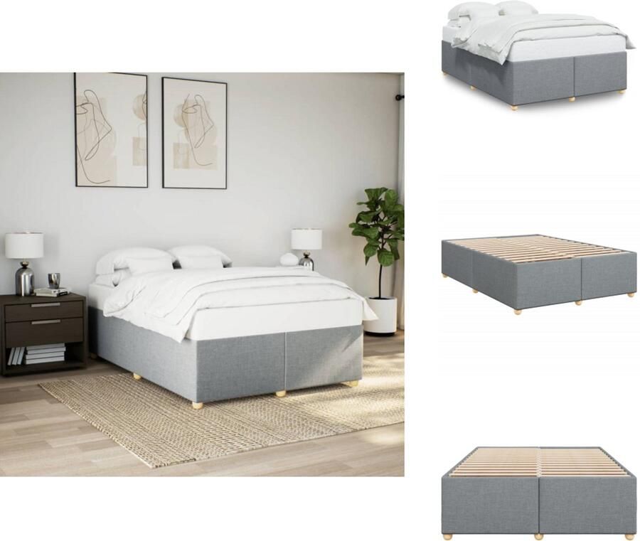 VidaXL Bedframe Bed Bedbodem Bedframe zonder matras stof lichtgrijs 160x200 cm