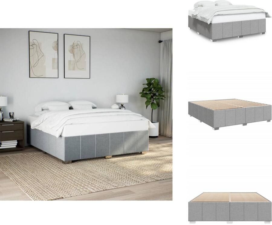 VidaXL Bedframe Bed Bedbodem Bedframe zonder matras stof lichtgrijs 200x200 cm
