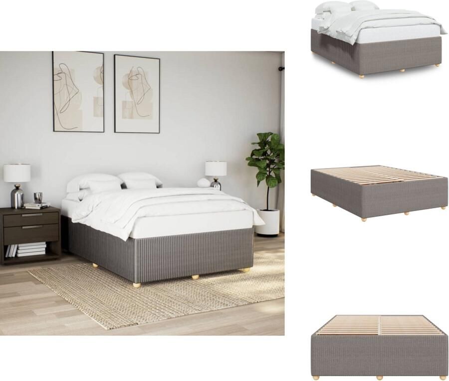 VidaXL Bedframe Bed Bedbodem Bedframe zonder matras stof taupe 140x190 cm