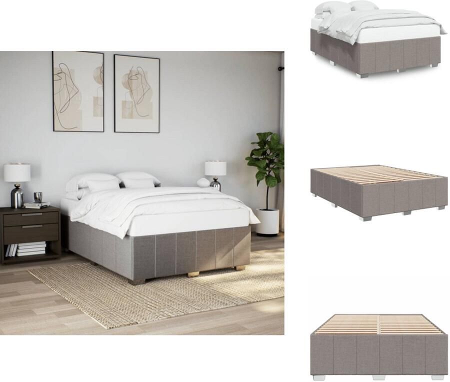 VidaXL Bedframe Bed Bedbodem Bedframe zonder matras stof taupe 140x200 cm
