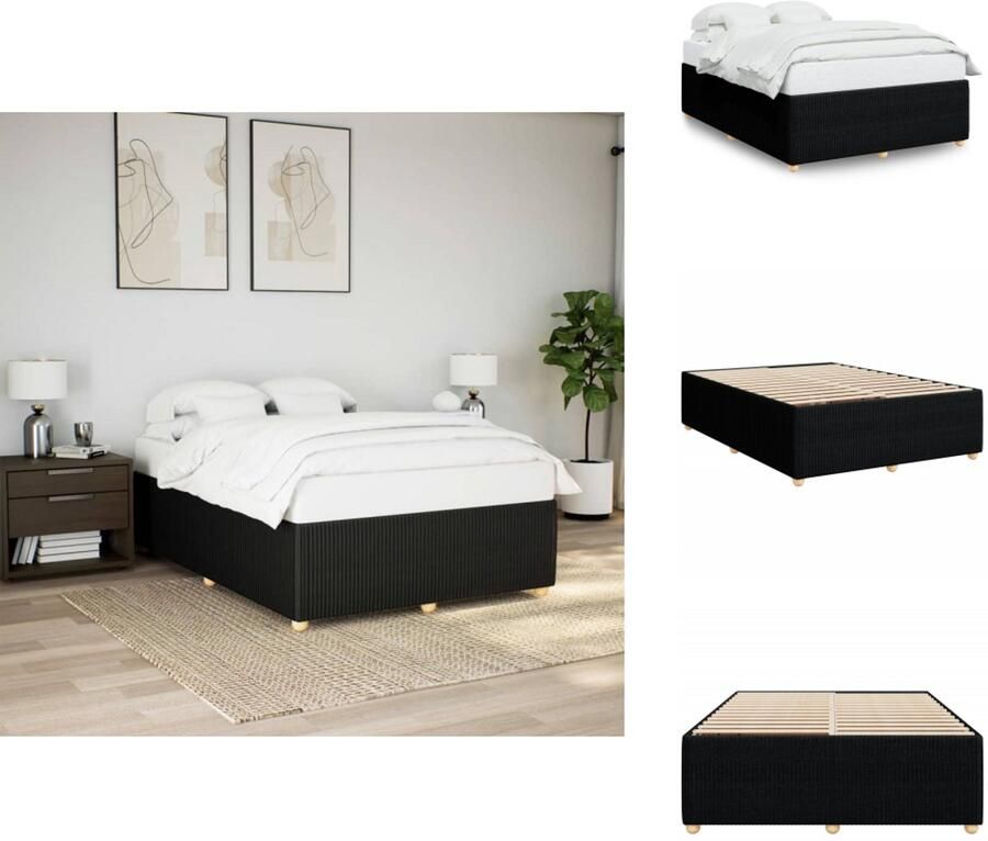 VidaXL Bedframe Bed Bedbodem Bedframe zonder matras stof zwart 160x200 cm