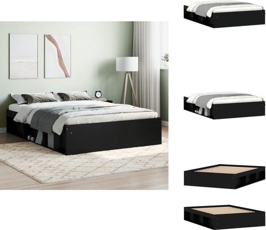 VidaXL Bedframe Bed Bedbodem Bedframe zwart 135x190 cm Double