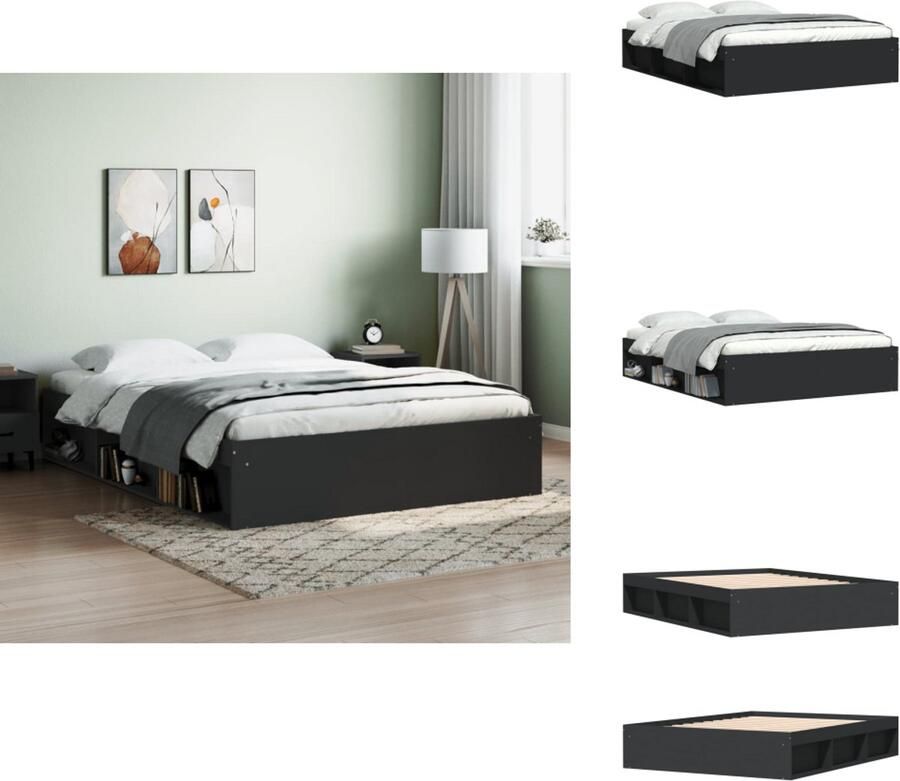 VidaXL Bedframe Bed Bedbodem Bedframe zwart 150x200 cm King Size